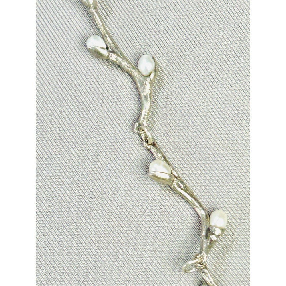 Silver Pussywillow Branch Style Pearl Necklace - Picture 7 of 9